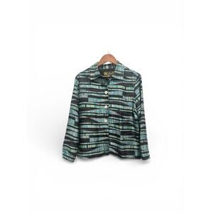 Mirasol 100% Silk Blazer Blouse With Beading Size M Office To Evening